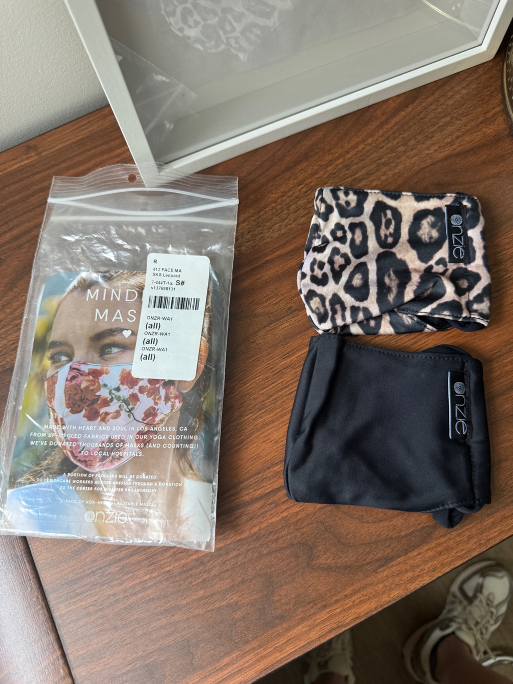 Onzie Leopard Print and Black Reusable Face Mask Duo NWT! Pack of 2